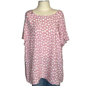 Como Black pink heart print popover top size 1X